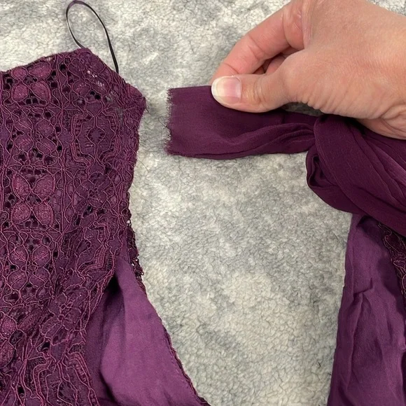 Free People Honey Honey Lace Long Sleeve Mini Dress Burgundy Purple Defect 2 - Picture 14 of 14